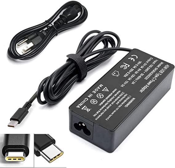 65W 45W USB Type C Laptop Charger for Lenovo ThinkPad T480 T480s T580 T580s T490 T490s T590 T495s, Thinkpad X1 Carbon 5th 6th 7th Gen L380 L390 L490 L590 E490 E590 X390 X395 Power Supply Adapter Cord