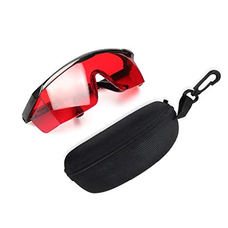 Red Laser Enhancement Glasses - Huepar GL01R Adjustable Eye Protection Safety Glasses for Red Alignment, Cross & Multi Line and Rotary Lasers with Anti Lost Function and Free Hard Protective Case