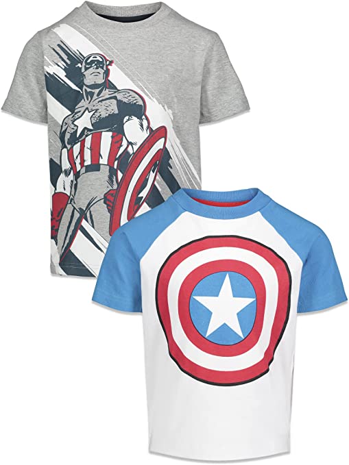 Marvel Captain America Boys Short Sleeve 2 Pack T-Shirts