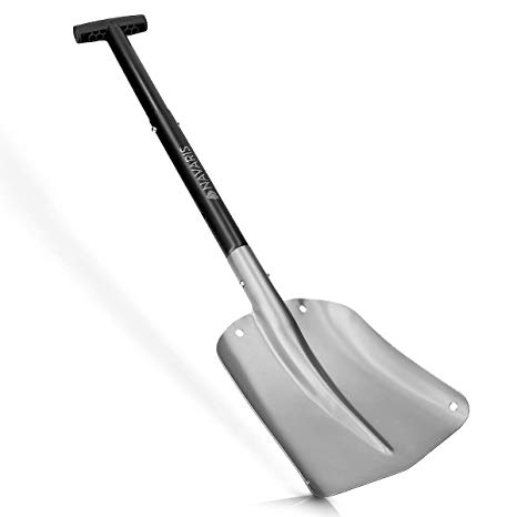 Navaris Aluminum Utility Snow Shovel - Portable Collapsible Lightweight Sport Utility Shovel for Snow Removal for Car, Truck, Camping - Silver/Black