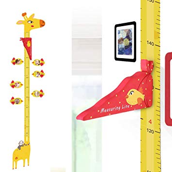 UCMD Magnetic Kids Height Growth Chart, Giraffe Wall Decal Ruler For Children'S Room Wall Stickers- 6 pcs Magnetic Photo Frames, 1 Erase Marker Pen