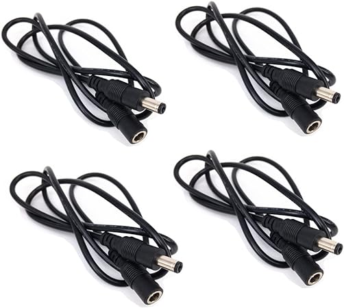 4pcs 3.28ft Black 5.5mm x 2.1mm DC Plug Extension Cable for Power Adapter 12v dc Extension 5.5mm x 2.1mm Extension