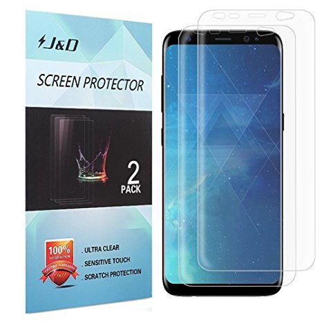 [2-Pack] Galaxy S8 Screen Protector, J&D Premium HD Clear [Full Coverage] [Shock-Proof] Soft TPU Film Shield Screen Protector for Samsung Galaxy S8