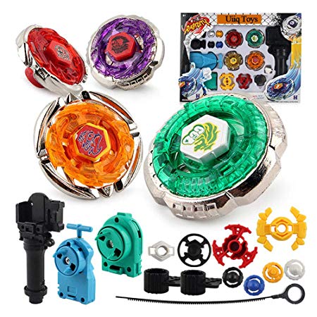 Uiiq Toys Bey Battle Burst Set Spinning Top 4D Metal Fusion Gyros Toy with 4D Launcher Stater Grip and Stadium Battle Set - 17 Pcs