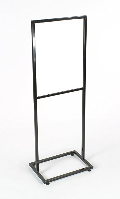 Displays2go Floor Sign Holder Stand with Glossy Black Finished Metal Exterior for 22 x 28 Inches Inserts (TWN2228BLK)