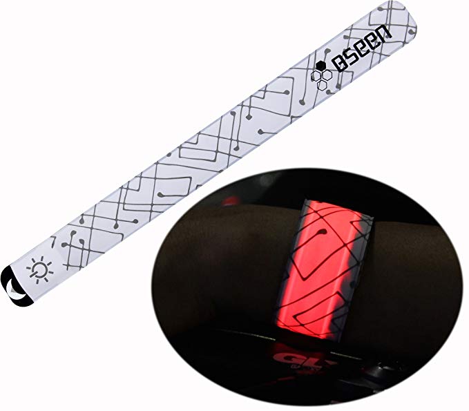 BSeen 2ed Generation LED Slap Band, Patented Heat Sealed Glow in the Dark Water/Sweat Resistant Highly Reflective Printing Artistic Designs Fashion Meets Safety Armbands for Running