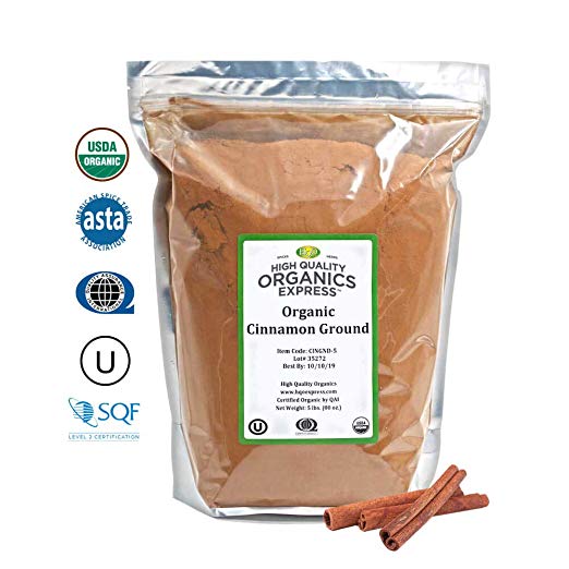 HQOExpress | Organic Ground Cinnamon | 5 lb. Resealable Bag