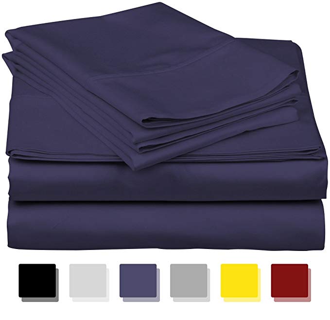 Mayfair Linen Hotel Collection 100% Egyptian Cotton - 500 Thread Count 4 Piece Sheet Set (Queen, Plum)