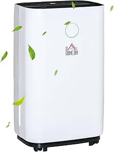 HOMCOM 20L/Day Portable Dehumidifier for Home, with LED Screen, Sleep Mode, 24H Timer, Electric Air Dehumidifier for Damp Laundry Bedroom Basement