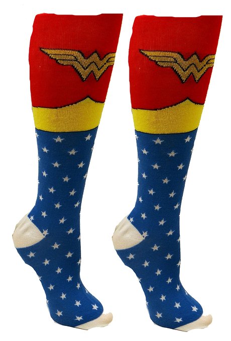 Wonder Woman Superhero Socks, Shoe Size: 4-10