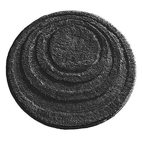 InterDesign Microfiber Round Bathroom Shower Accent Rug, 24" - Black