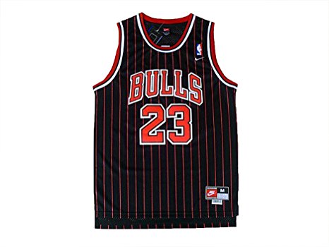 Michael Jordan Chicago Bulls Jersey Men #23 Throwback Swingman Black & Stripes Sewn Stiched Size Medium