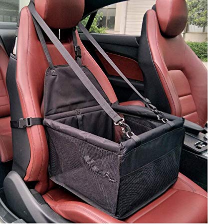 DAN Pet Booster Seat Dog Cat Cage Comfort Travel Waterproof Foldable Safety Car Front or Rear Seats with Seat Belt Tether