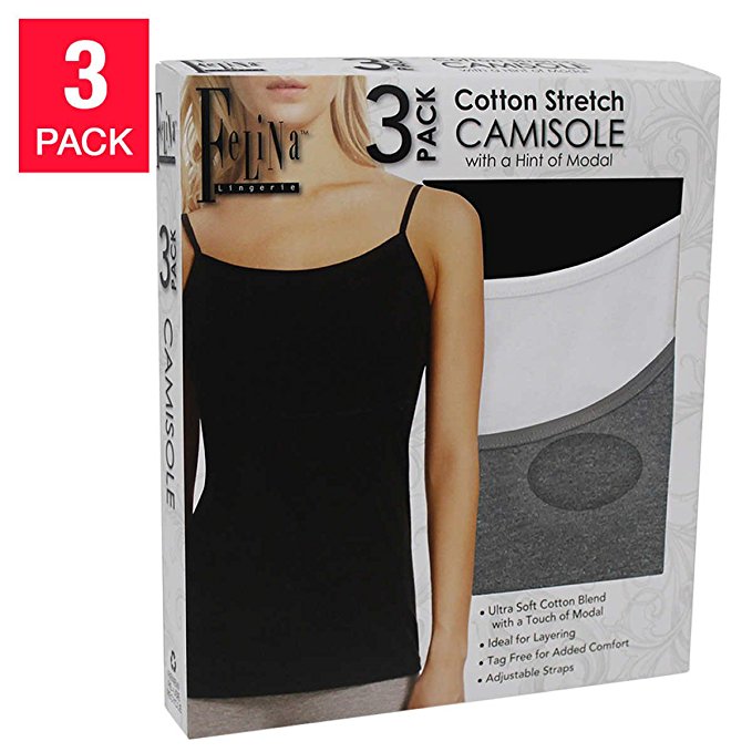 Felina Ladies’ Cotton Stretch 3-Pack Camisole