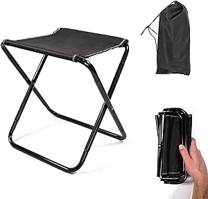Portable Camping Chair - Small Collapsible Stool, Foldable Camp Chairs for Outdoor Travel Fishing Hunting Sitting Hiking Backpacking Seats, Adults Mini Lightweight Seating, Ultralight Fold Up Seat