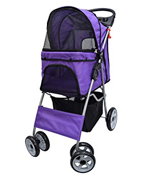 VIVO Four Wheel Pet Stroller, for Cat, Dog and More, Foldable Carrier Strolling Cart, Multiple Colors