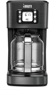 Bialetti (35041) 14-Cup Glass Carafe Coffee Maker, Black Stainless Steel