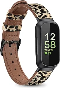 Fintie Bands Compatible with Fitbit Inspire 3, Soft Genuine Leather Replacement Strap Wrist Band