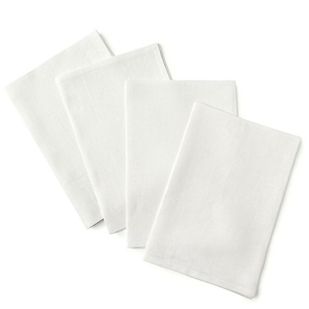 100% Pure Linen Napkins, 4 Pack Dinner Napkins, 20 x 20 Inch Linen Napkins, White, Soft and Crafted with Mitered Corners, Natura by Solino Home