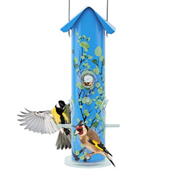 Kingsyard Bird Feeders for Outside Hanging Metal Tube Bird Feeder with 6 Feeding Ports and Perches, 1lb Seed Capacity for Finch, Cardinal