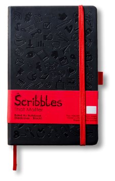 Scribbles That Matter - Best Bullet Journal Notebook Diary A5 - Elastic Band - Beautiful Designer Cover - Premium Thick Paper (Ruled) - Black