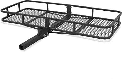 ARKSEN Folding Cargo Carrier Luggage Basket 2" Receiver Hitch (60" x 24-3/4" inch) Camp Travel Fold Up SUV Camping, Black