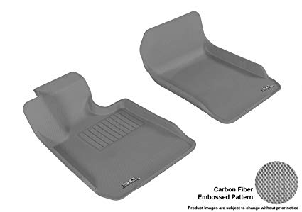 3D MAXpider Front Row Custom Fit All-Weather Floor Mat for Select BMW 3 Series Sedan (E90)/ Coupe (E92) Models - Kagu Rubber (Gray)