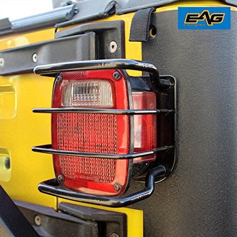 EAG 87-06 Jeep Wrangler TJ/YJ Black Textured Off Road Taillight Tail Light Guards Steel Protector