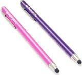 Bargains Depot2 Pcs 018-inch Rubber Tip Series 55L Stylus Pens for Touch Screen Devices with 6 Extra Replaceable Soft Rubber Tips -PurplePink