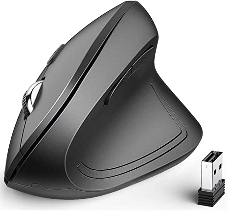 Ergonomic Mouse Wireless, iClever Vertical Mouse 6 Buttons with Adjustable DPI 1000/1600/2000/2400 Comfortable 2.4G Optical Wireless Mouse for Laptop, Computer, Desktop, Mac, Windows, Mac OS