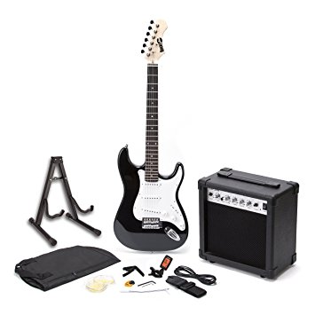 RockJam RJEGPKGUSA  Full Size Electric Guitar SuperKit with 20 Watt Amp, Guitar Stand, Case, Tuner, and Accessories