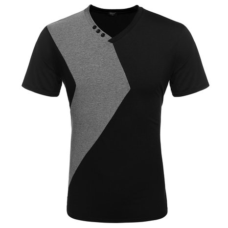 Coofandy Men's Casual Patchwork T-shirt Tee Tops