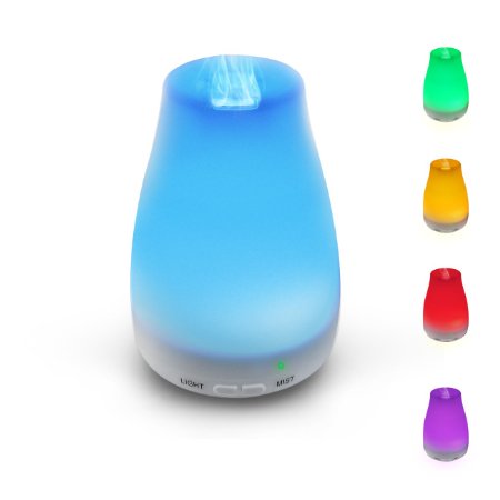Aroma Diffuser - Essential Oil Diffuser for Aromatherapy Cool Mist Aroma Humidifier with 7 Color Changing LED Lights Waterless Auto Shut-off and Adjustable Mist mode by LED Concepts