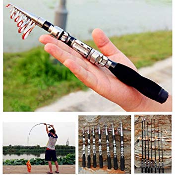 Dyna-Living Mini Fishing Rod Portable Compatible with Freshwater Saltwater Telesopic Lightweight for Kids Adults