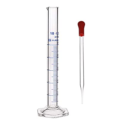 Thick Glass Graduated Cylinder Measuring Liquid Lab Hexagon Base Cylinders Come with One Glass Dropper (Glass, 10ML)