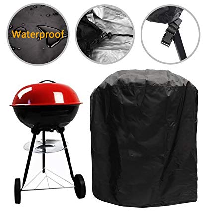 Waterproof Barbecue Cover 30-Inch Kettle BBQ Grill Cover Round Outdoor Garden Patio Grill Protection with Drawstring and Buckle Clips 75x70cm