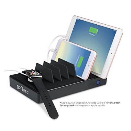 gofanco Charging Station 7 Port 65W, Desktop Charging Stand Organizer for phones, tablets and wearable devices, up to 2.4A – Gray