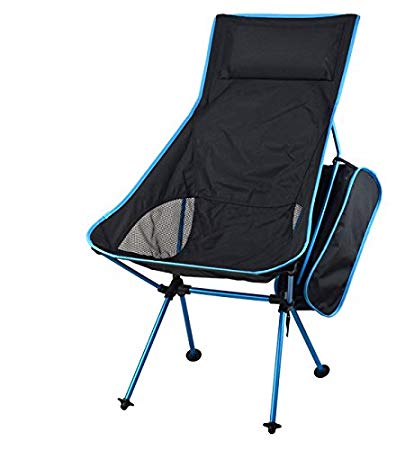 Portacamp Ultralight TALLBACK Compact Folding Camping/Tailgating/Hiking/Sports Chair, Sky Blue