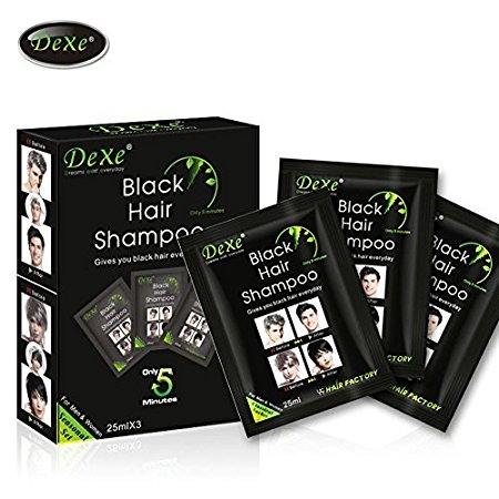 Dexe Black Hair Shampoo (Natural Black) One Box = 25Mlx10Pouch
