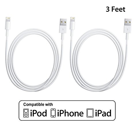 [2-for-1 SALE] 2PCS (3 ft) 8 Pin Sync and Charge Lightning Cable iphone 6s 6s plus iPhone 6s 6s plus iPhone 6 6 plus 5s 5 iPad Pro iPod Touch Retina Display iPad Mini iPad Air