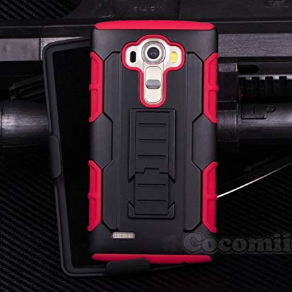 LG G4 Case, Cocomii Robot Armor NEW [Heavy Duty] Premium Belt Clip Holster Kickstand Shockproof Hard Bumper Shell [Military Defender] Full Body Dual Layer Rugged Cover H810 H811 H812 LS991 VS986 US991 (Red)