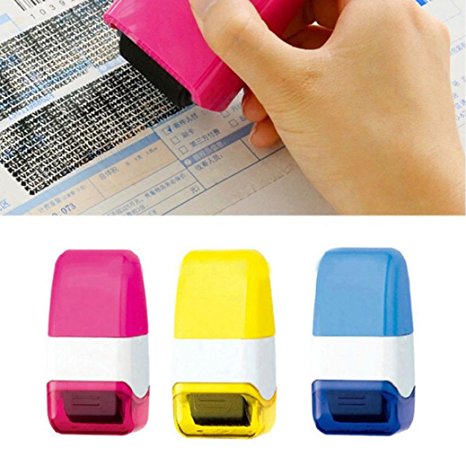 IGEMY 1Pcs Guard Your ID Roller Stamp SelfInking Stamp Messy Code Security Office (random)