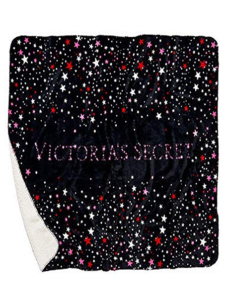 Victoria's Secret Victoria's Secret Blanket Fashion Show Sherpa Black Stars Print Large, Purple