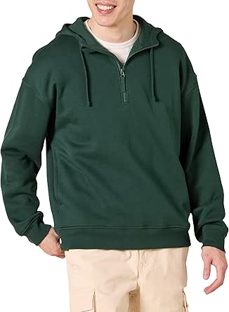 Amazon Essentials Men's Quarter-Zip Oversized-Fit Hoodie Sweatshirt