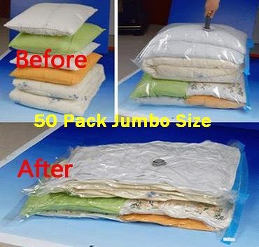 50 PACK Space Saver Vacuum Storage Bags Jumbo Size 51"X40"