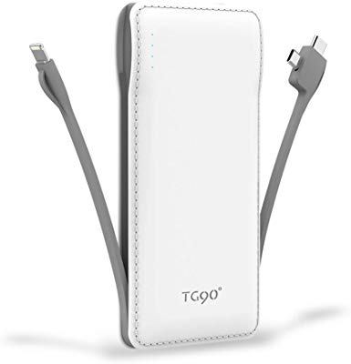 TG90 10000mah Power Bank External Battery Packs, Portable Charger with Built-in Cables for Cell Phone Battery Backup, Portable Phone Charger Compatible with iPhone, iPad, iPod, Android Phones
