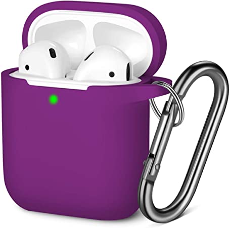 GEAK for AirPods Case, (Front LED Visible), Silicone Protective Case Compatible for Apple AirPods 2 & 1, Plum