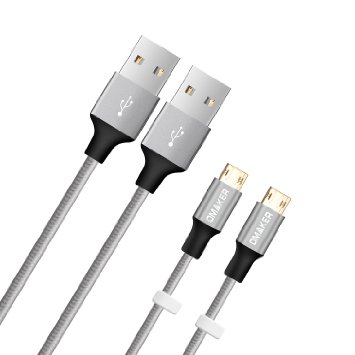 Reversible Micro USB Cables Omaker 2 Pack Premium Micro USB Cable Nylon braided High Speed USB 20 A Male to Micro B Sync and Charging Cable Cord with Reversible USB Ports