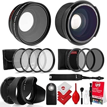 Opteka 52mm 0.43X HD Wide Angle Lens with Macro for Nikon DSLR Bundle with Opteka 0.35X HD Super Wide Angle Panoramic Macro Fisheye Lens and Professional Accessories (9 Items)