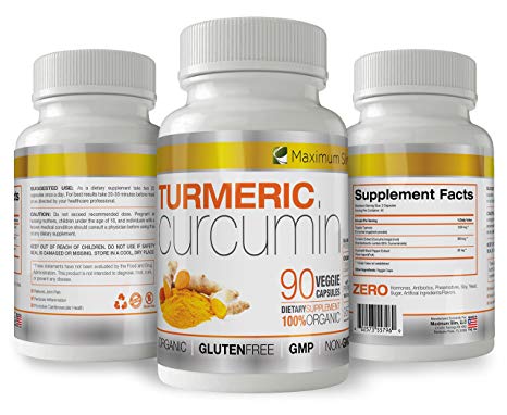 Turmeric Curcumin with Piperine 1500mg. Highest Potency Available. Premium Pain Relief & Joint Support with 95% Curcuminoids. Non-GMO, Gluten Free 90 ct